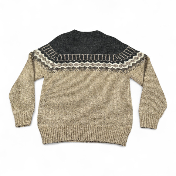 Northern Isles Sweater Womens LARGE Brown Gray Nordic Fair Isle Raglan Y2K - Picture 3 of 7